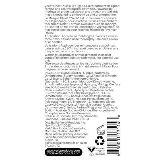 VERB - NWT - Ghost Mask Deep Conditioning Hair Mask 6.3 fl oz - Picture 4 of 14